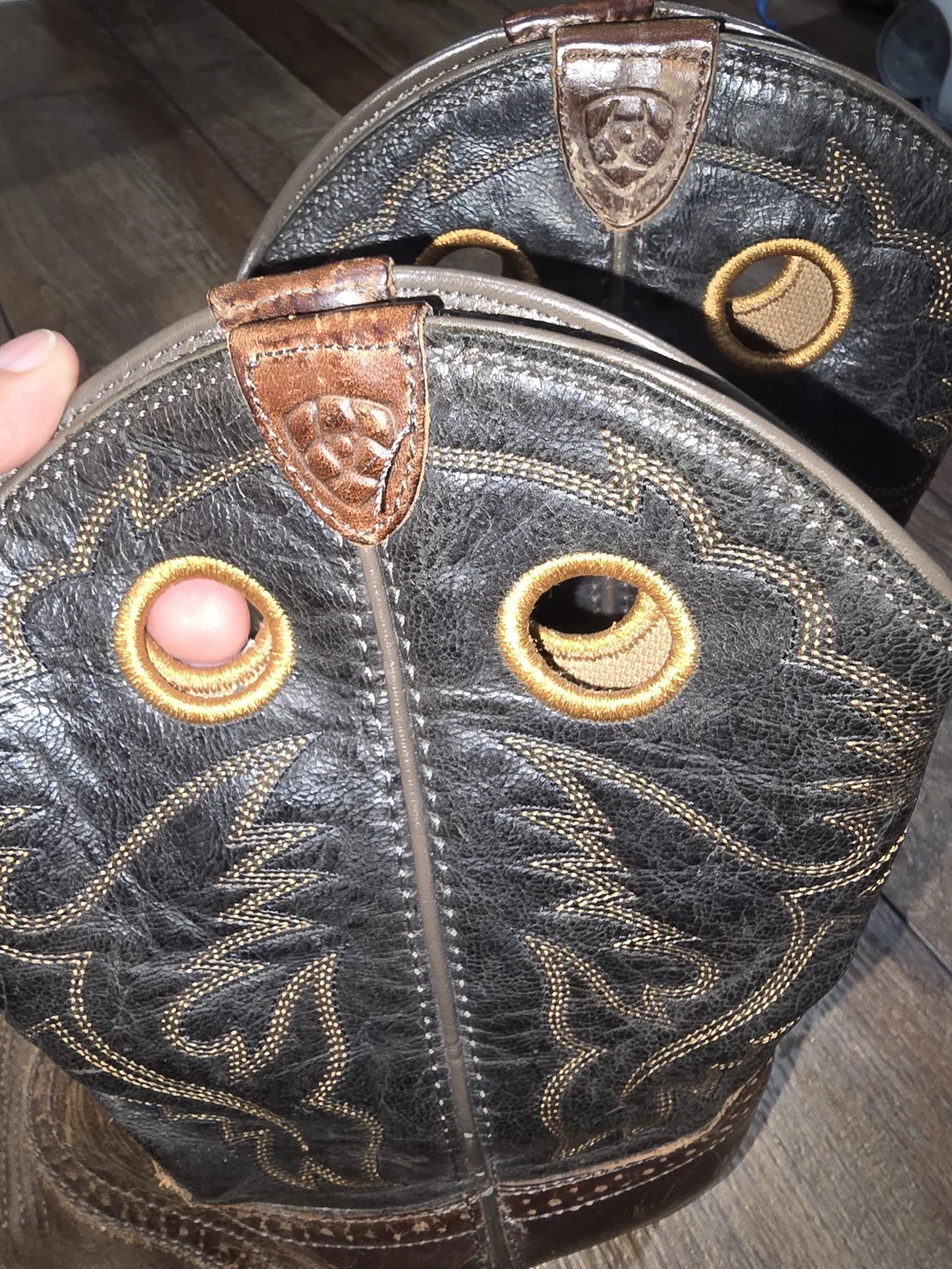 Ariat Kids Black and Brown Pull-On Cowboy Boots